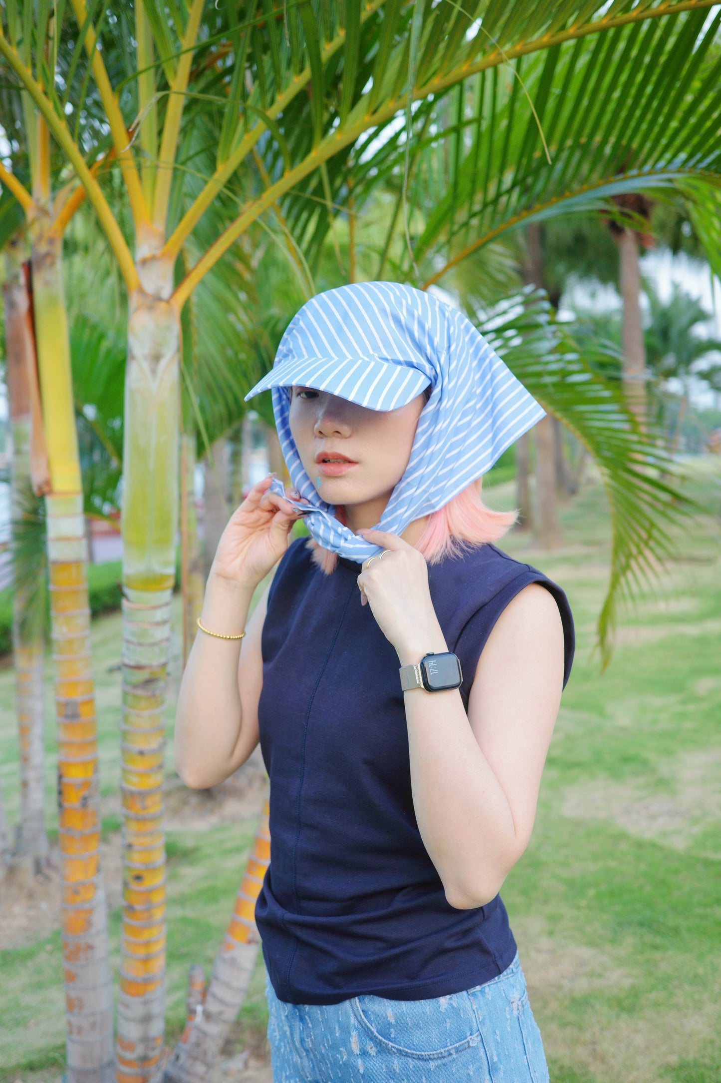 Wide Brim Garden Hat ( Ocean Breeze Stripe )