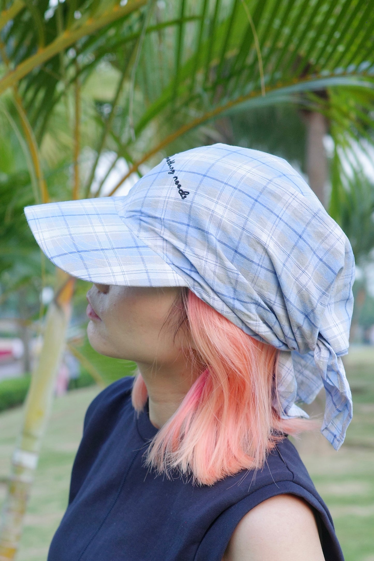 Wide Brim Garden Hat ( Skyline Blue Plaid )
