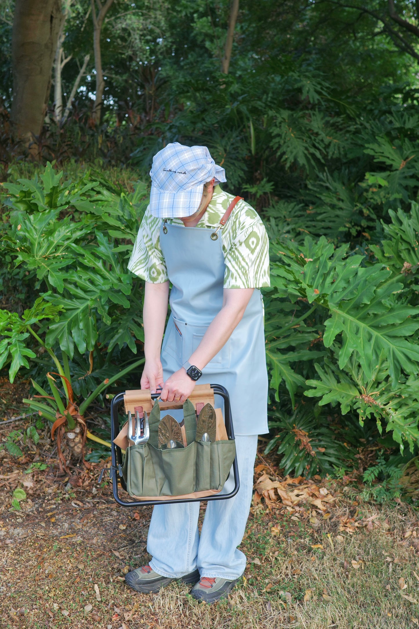 Wide Brim Garden Hat ( Skyline Blue Plaid )