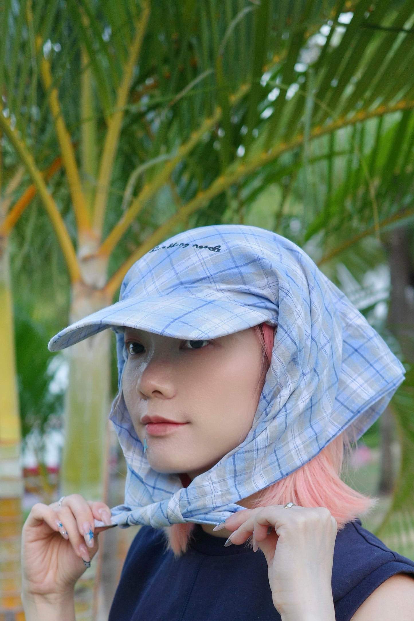 Wide Brim Garden Hat ( Skyline Blue Plaid )