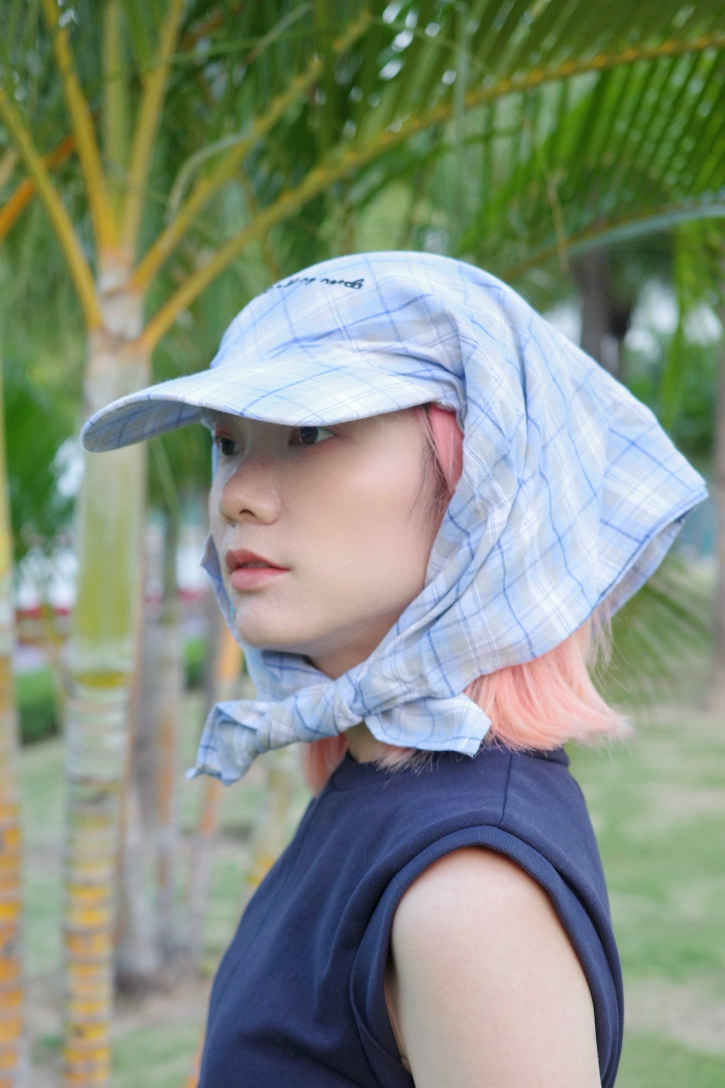 Wide Brim Garden Hat ( Skyline Blue Plaid )