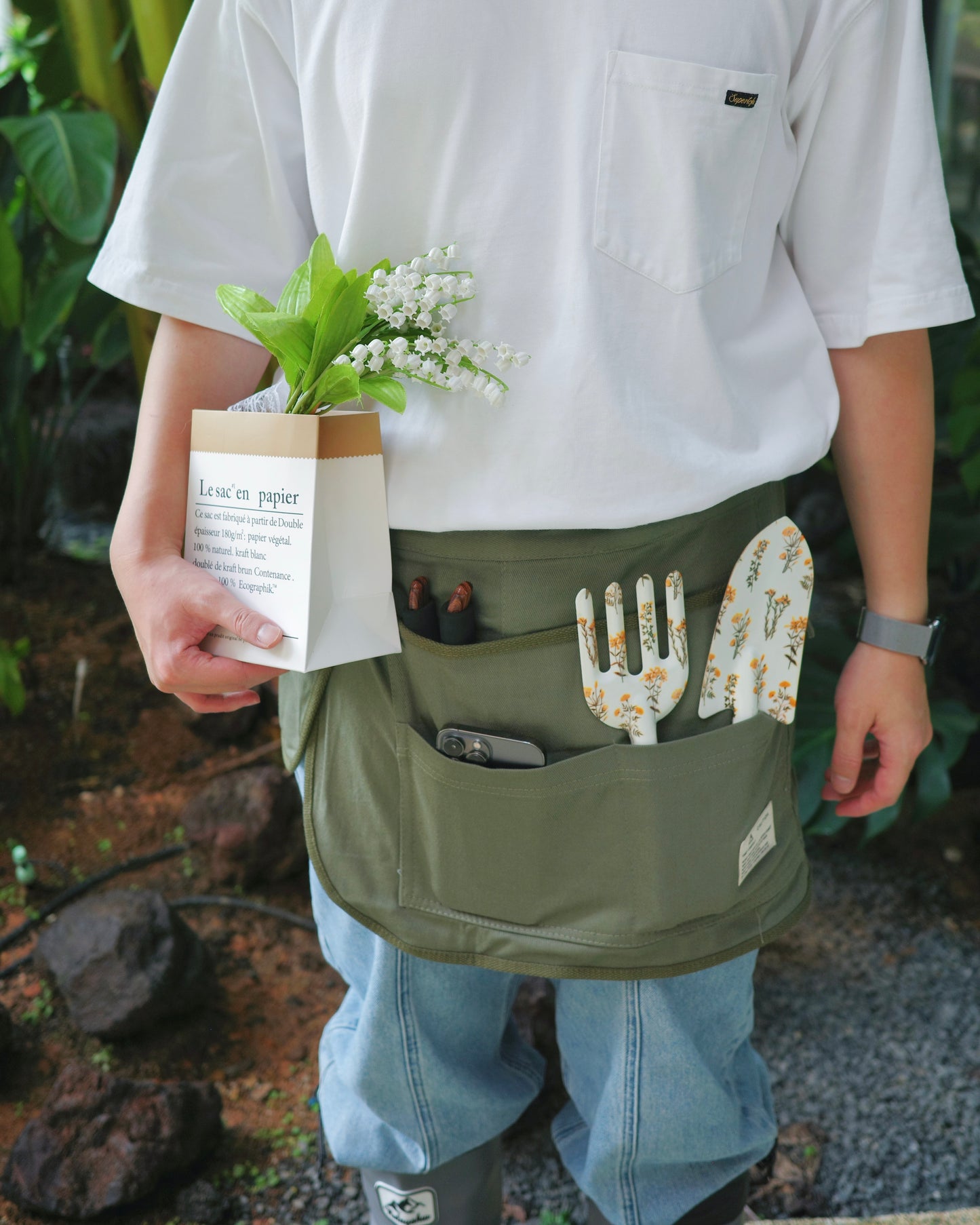 2-Piece Garden Tool Set(Hand Trowel and Hand Fork)  - Yellow flower pattern